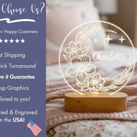 Flower Night Light – Personalized LED Lamp for Kids & Adults - Picture 4 of 8